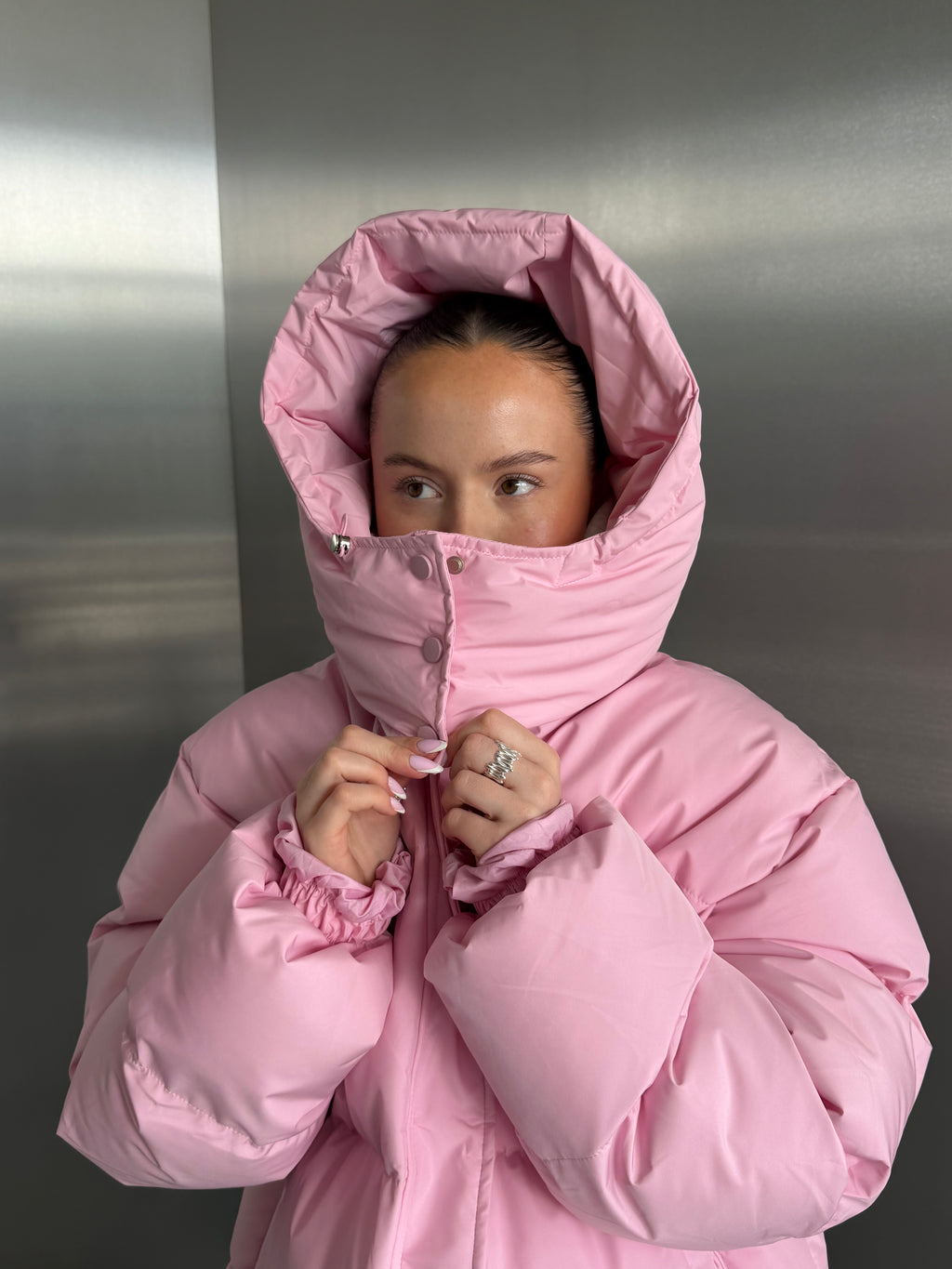 KĀMO baby pink puffer jacket