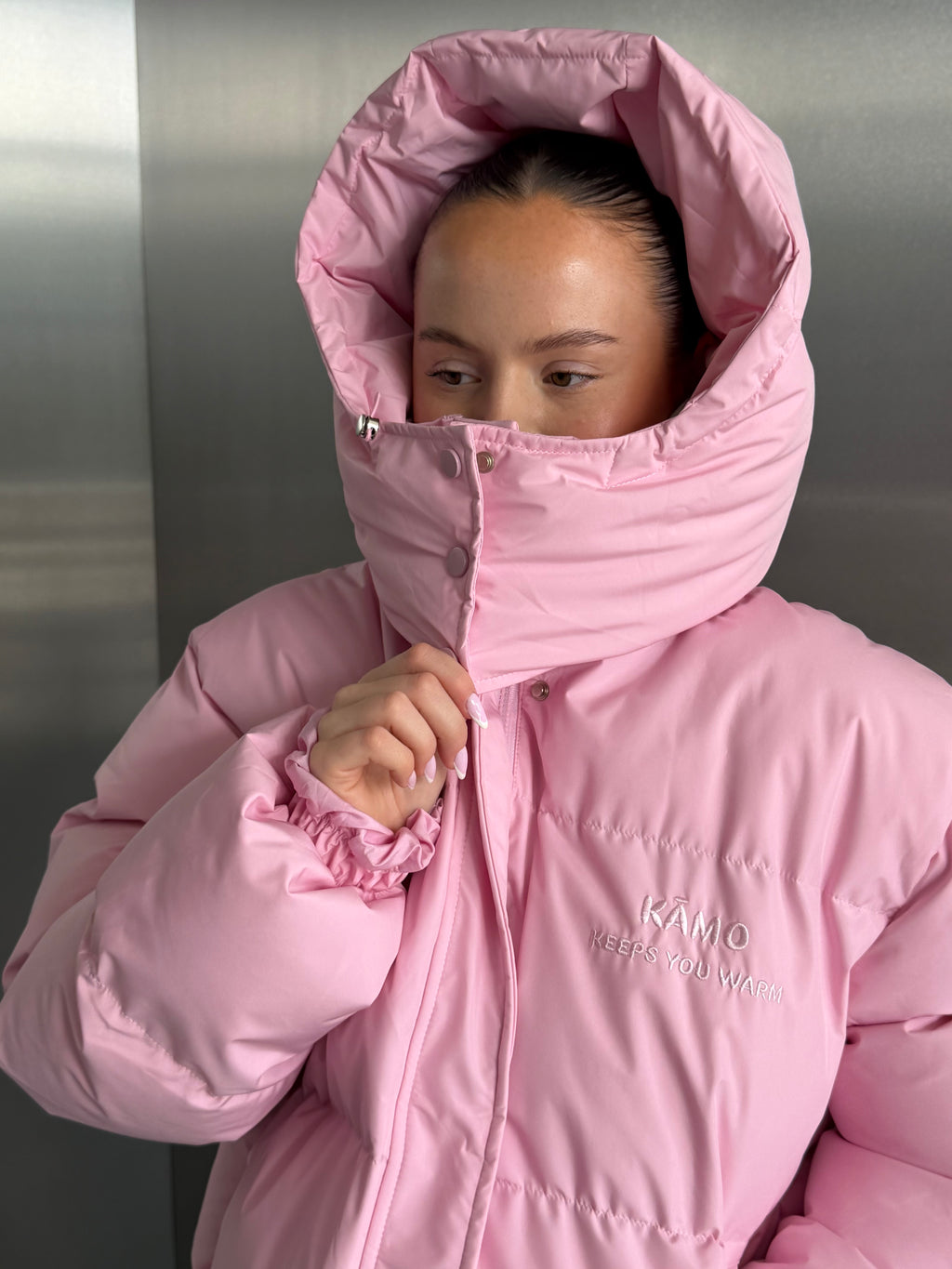 KĀMO baby pink puffer jacket