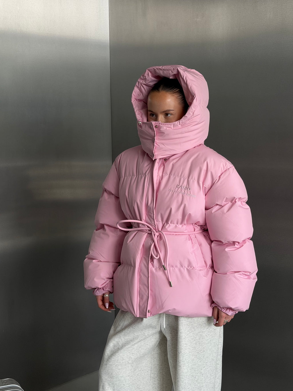 KĀMO baby pink puffer jacket